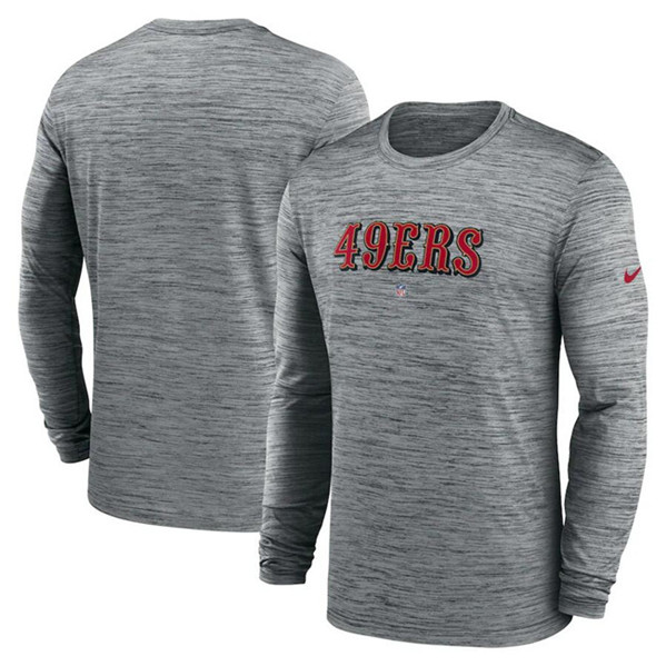 San Francisco 49ers Heather Gray Sideline Team Velocity Performance Long Sleeve T-Shirt